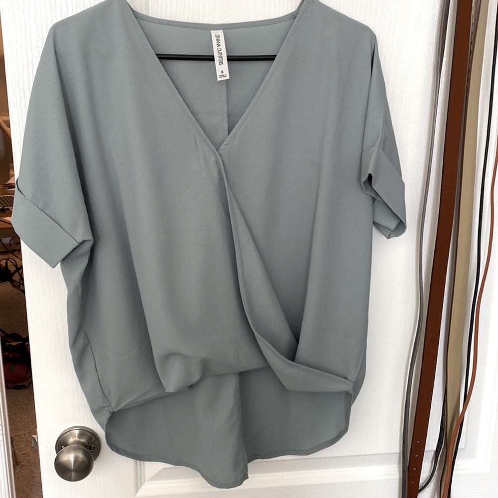 NWOT Hi-Low Wrap Front Blouse